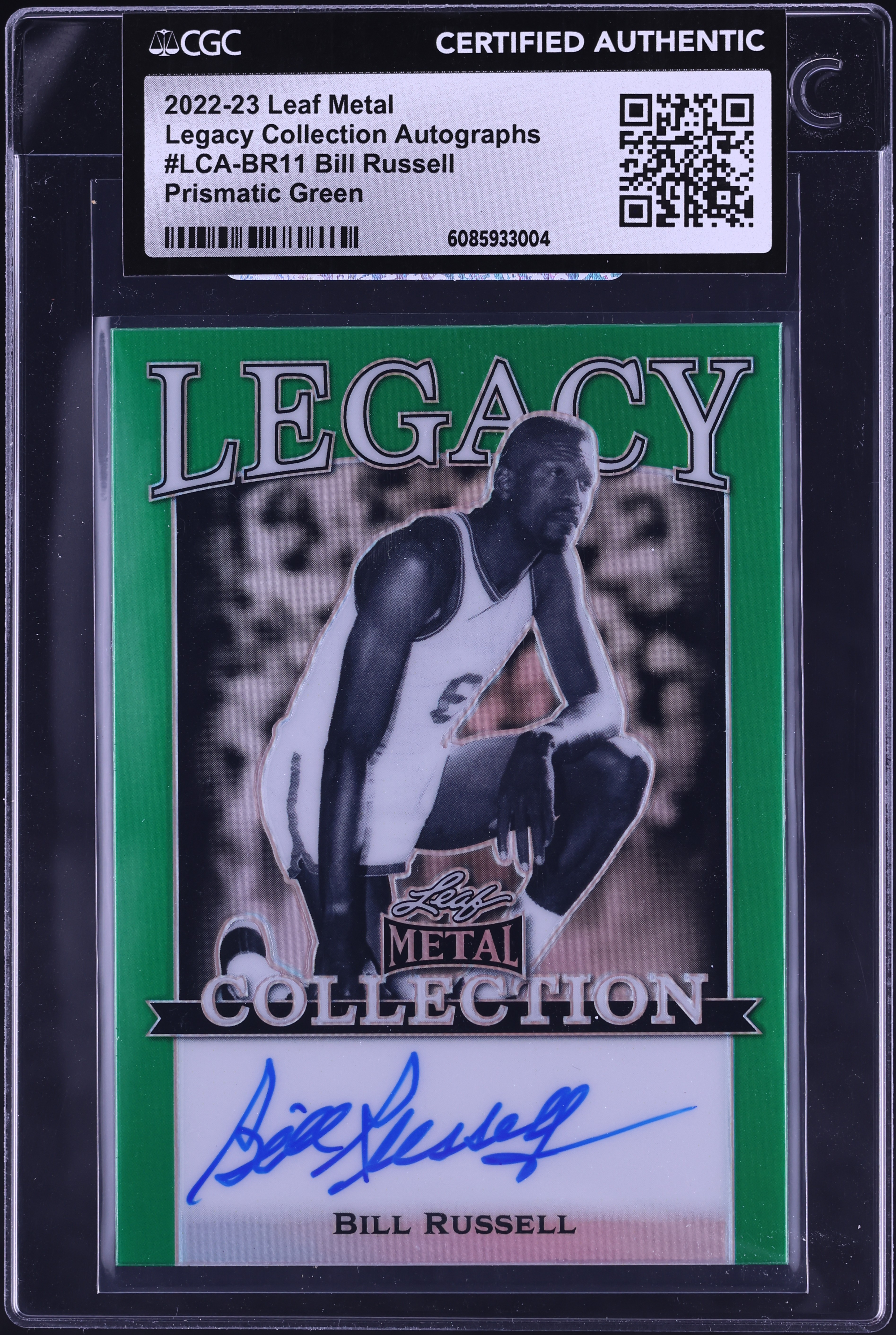 2022 Leaf Metal Legacy Collection Prismatic Green Bill Russell