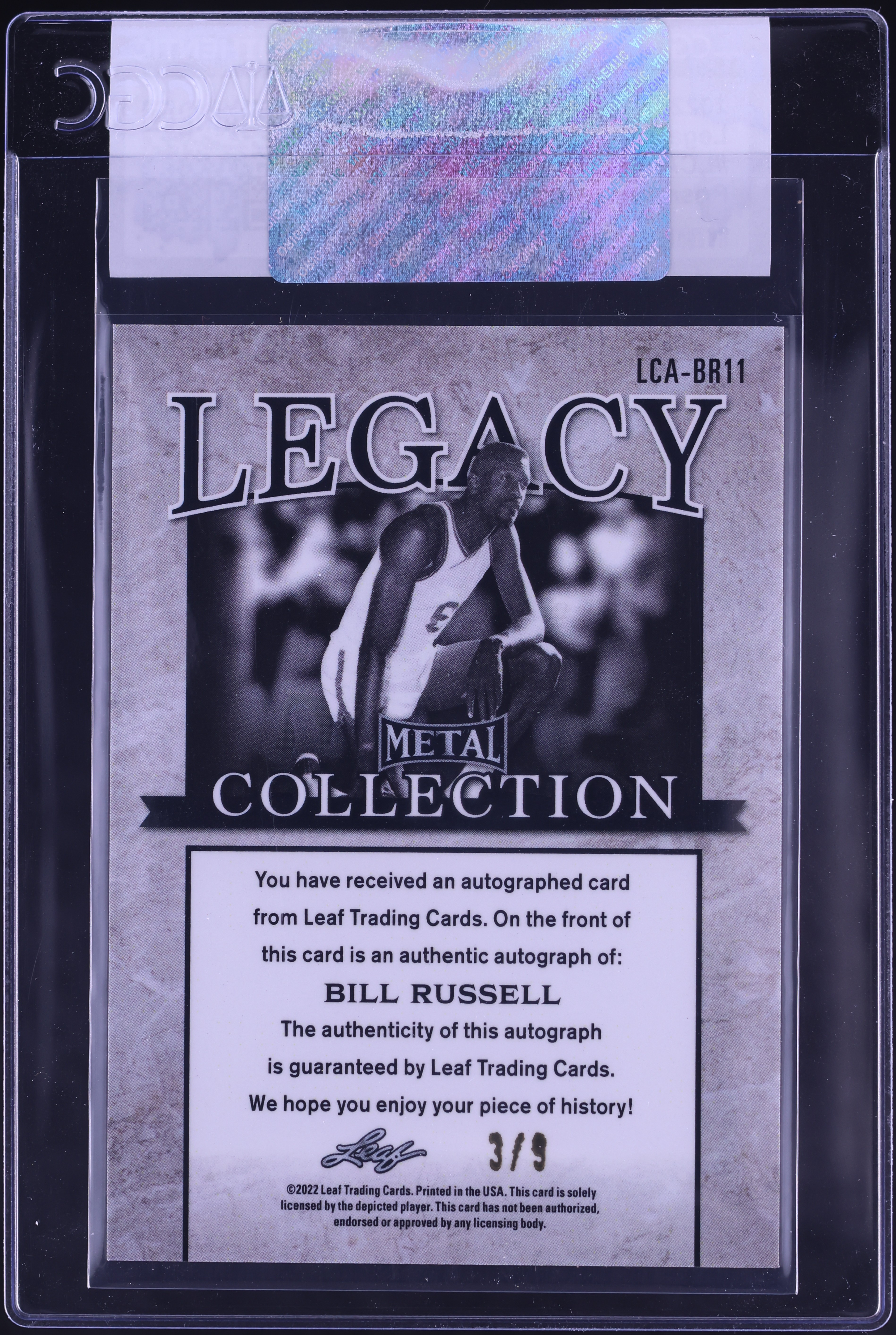 2022 Leaf Metal Legacy Collection Prismatic Green Bill Russell 