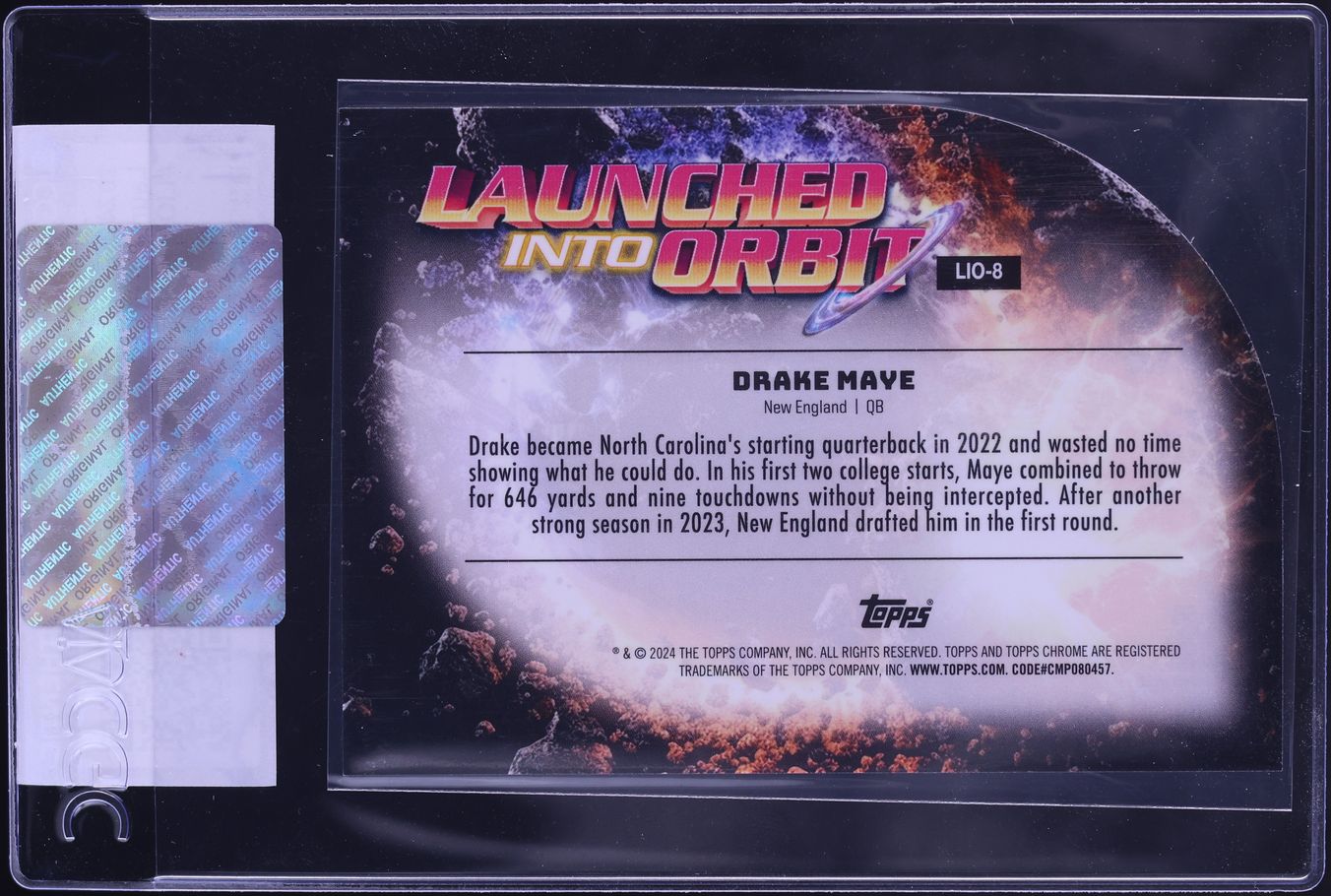 2024 Topps Chrome Cosmic Launched Into Orbit Drake Maye ROOKIE #LIO-8 CGC AUTH