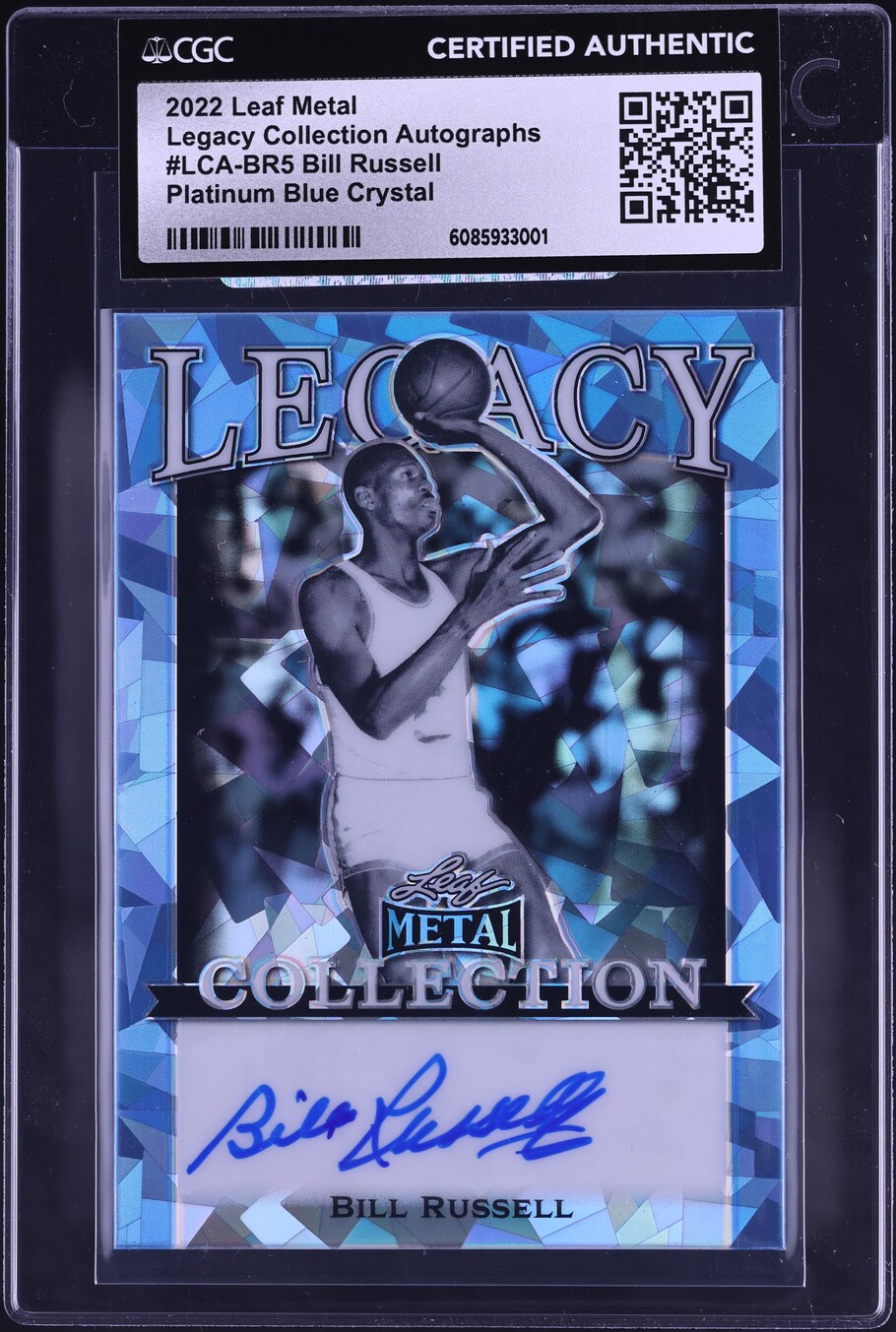 2022 Leaf Metal Legacy Collection Platinum Blue Crystal Bill Russell AUTO 1/1 #LCA-BR5 CGC AUTH