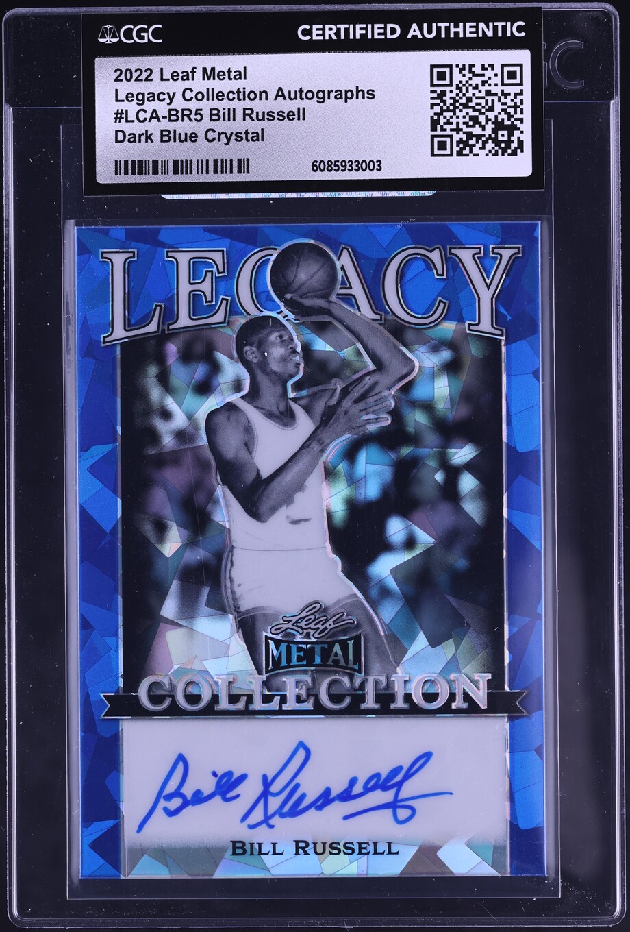 2022 Leaf Metal Legacy Collection Dark Blue Crystal Bill Russell AUTO 1/1 #LCA-BR5 CGC AUTH