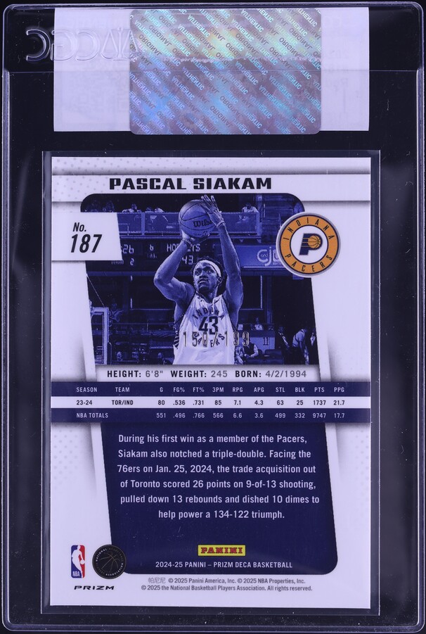 Pascal Siakam Prizm Gold RC Auto 10枚限定 Psa 10 Graded Basketball Card Pascal Siakam 2016-17 Panini Prizm