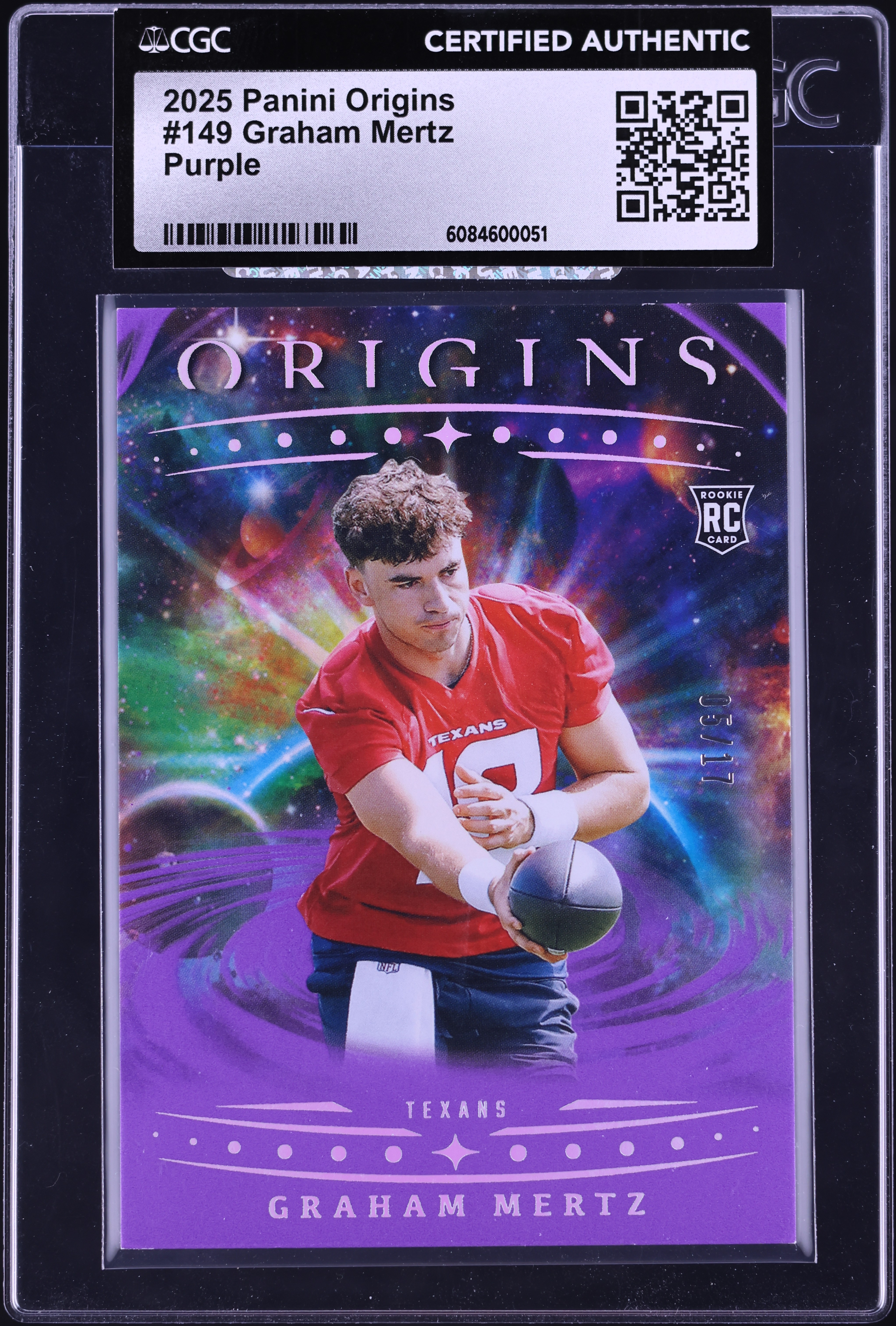 2025 Panini Origins Purple Graham Mertz ROOKIE /17 #149 CGC AUTH