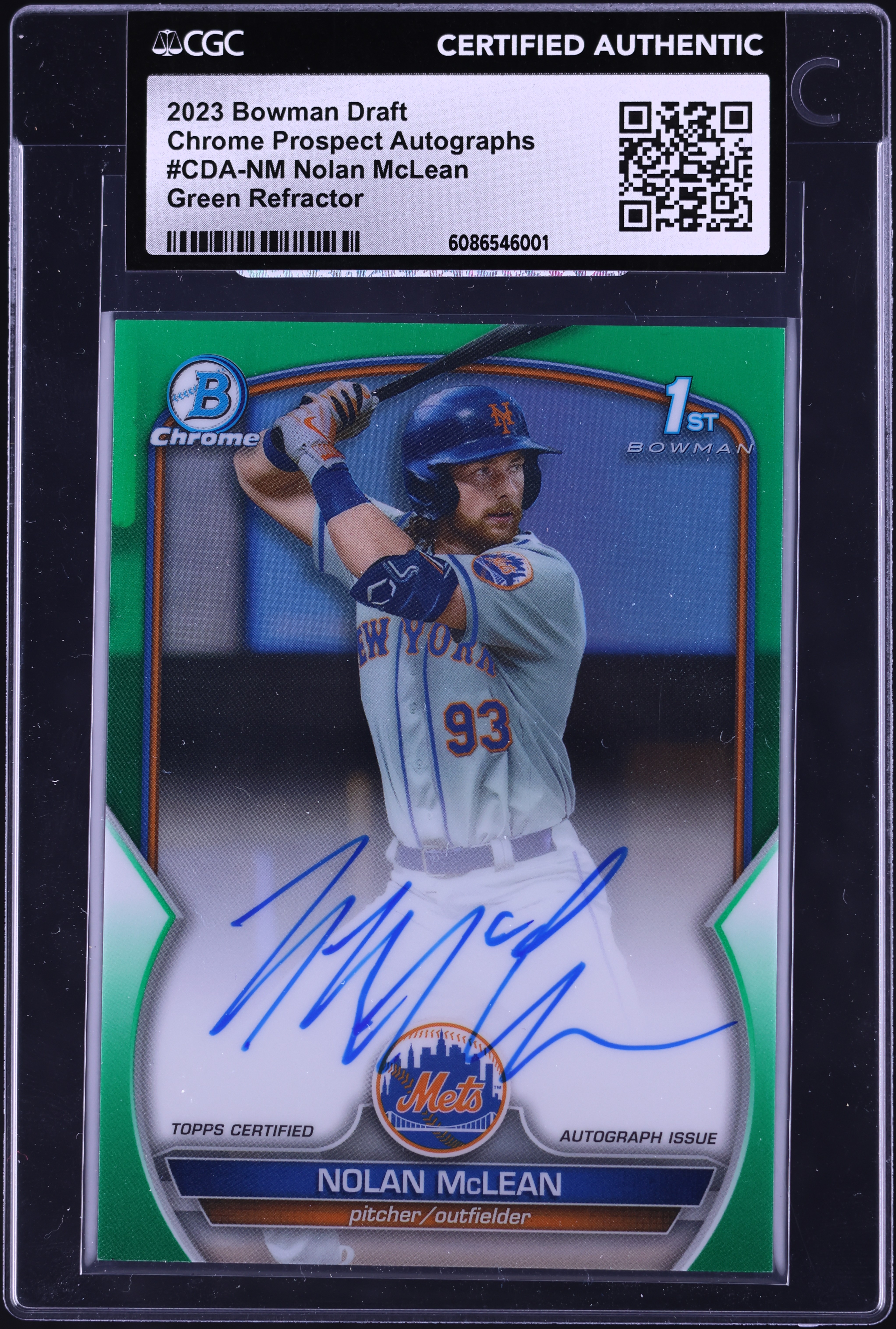 2023 Bowman Draft Chrome Green Refractor Nolan McLean PROSPECT 