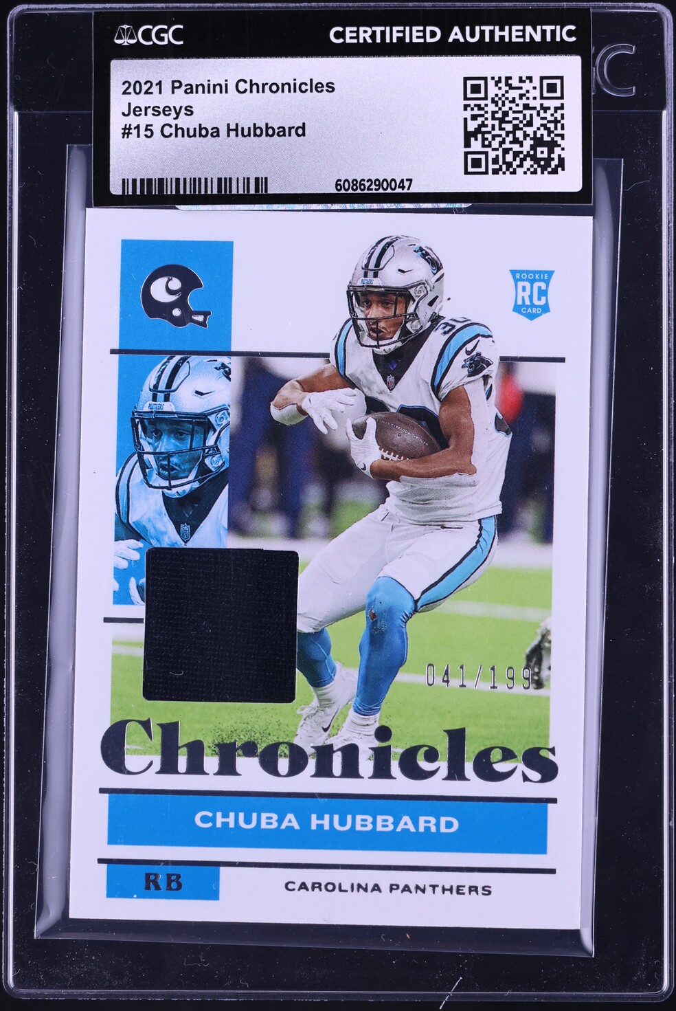 2021 Panini Chronicles Jerseys Chuba Hubbard ROOKIE PATCH /199 #15 CGC AUTH