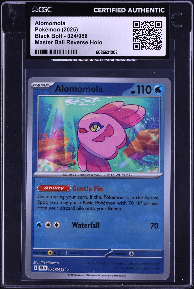 2025 Pokemon Scarlet & Violet Black Bolt Master Ball Reverse Holo Alomomola #24 CGC AUTH