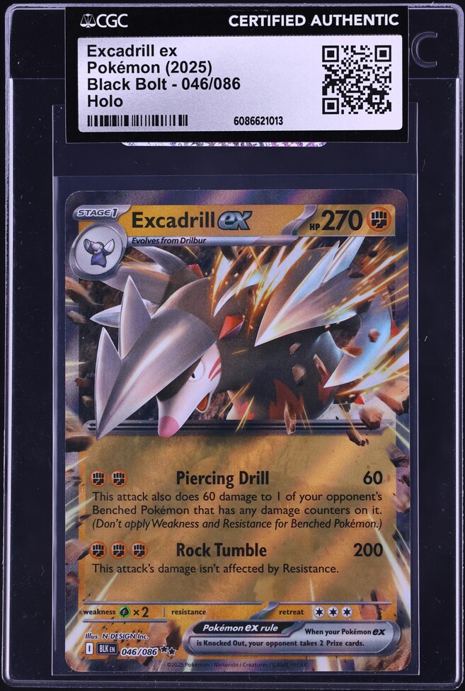 2025 Pokemon Scarlet & Violet Black Bolt Holo Excadrill ex #46 CGC AUTH