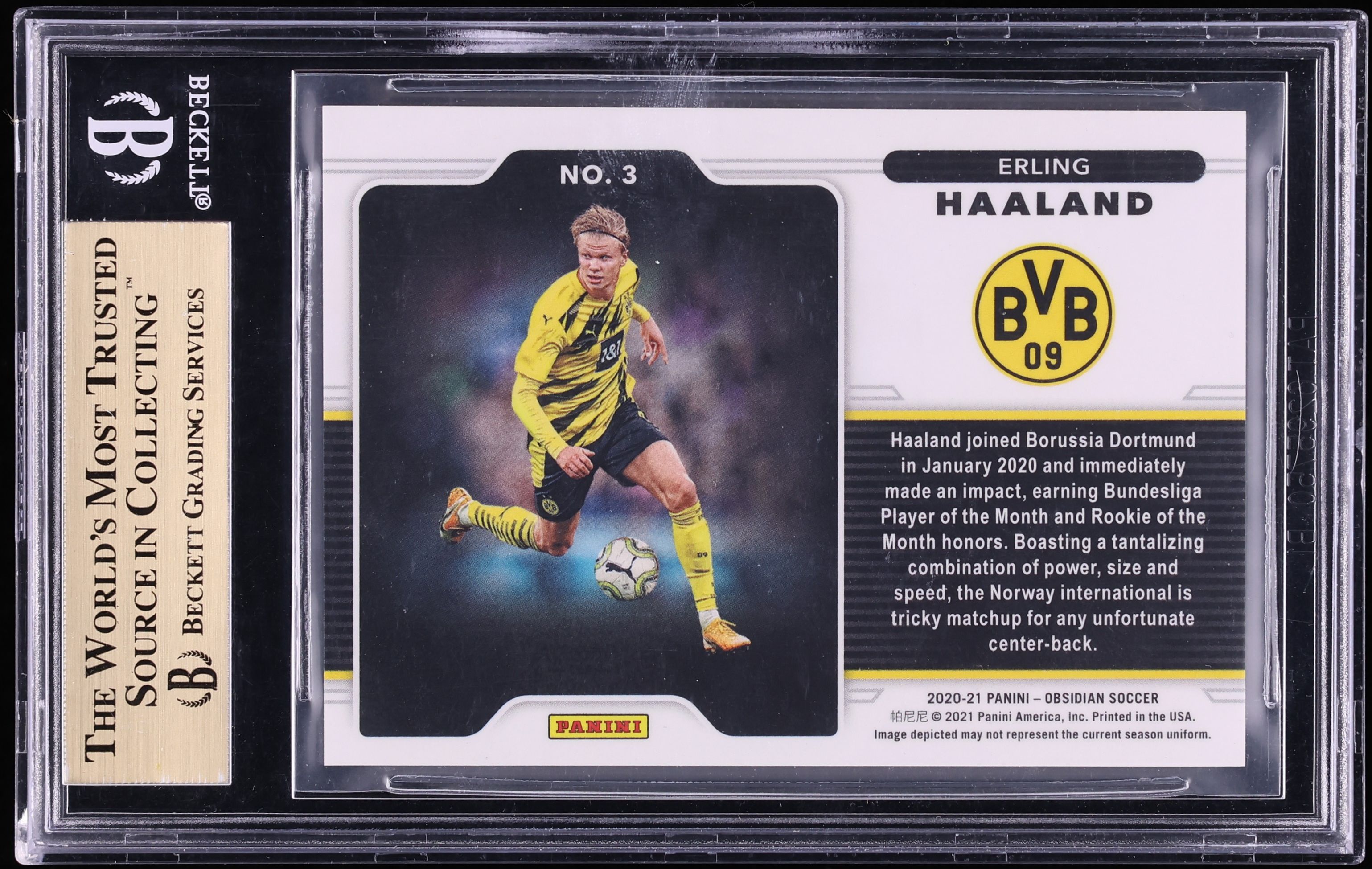 2020 Panini Obsidian Black Colorblast Erling Haaland #3 BGS 9.5