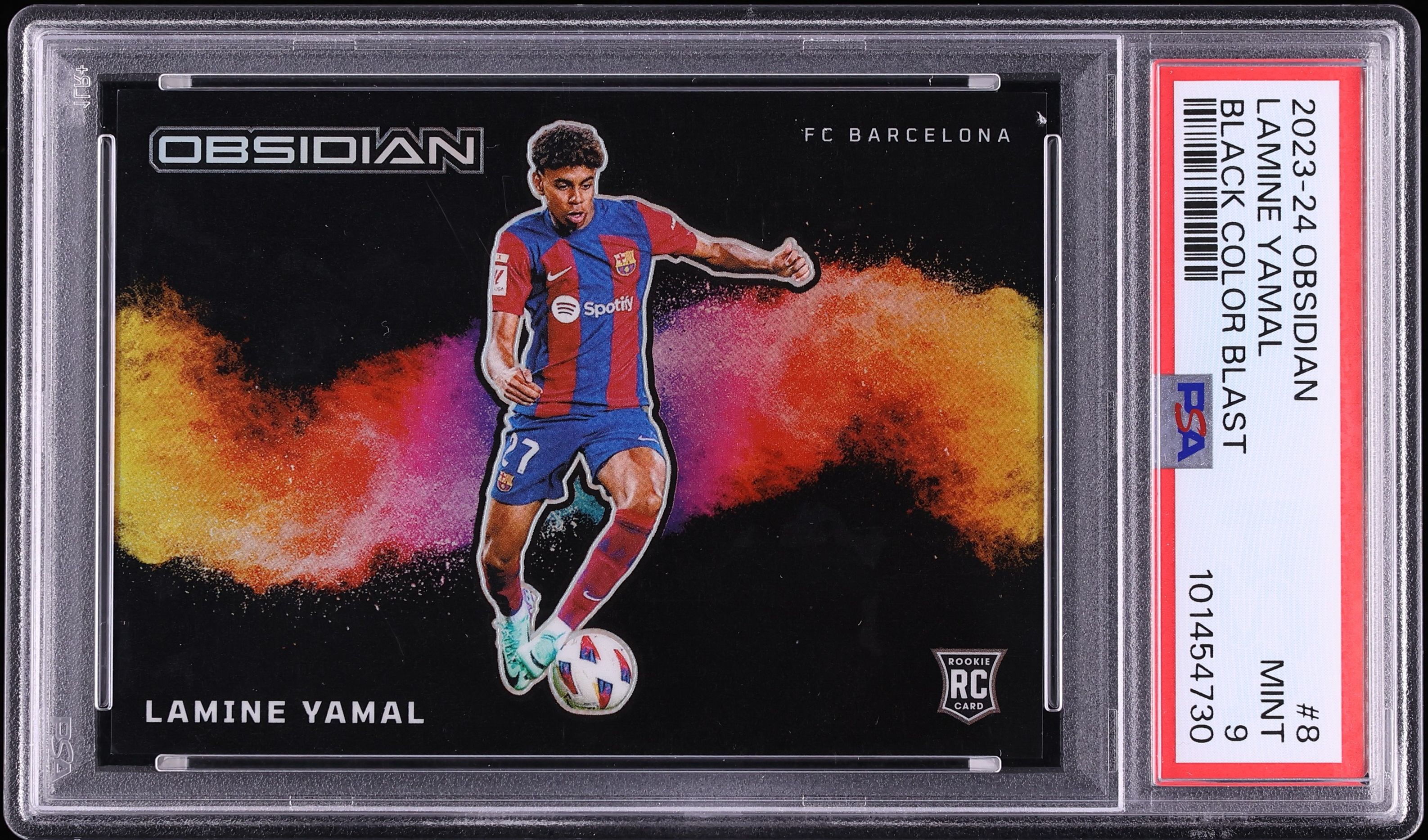 2023 Panini Obsidian Black Colorblast Lamine Yamal ROOKIE #8 PSA 9