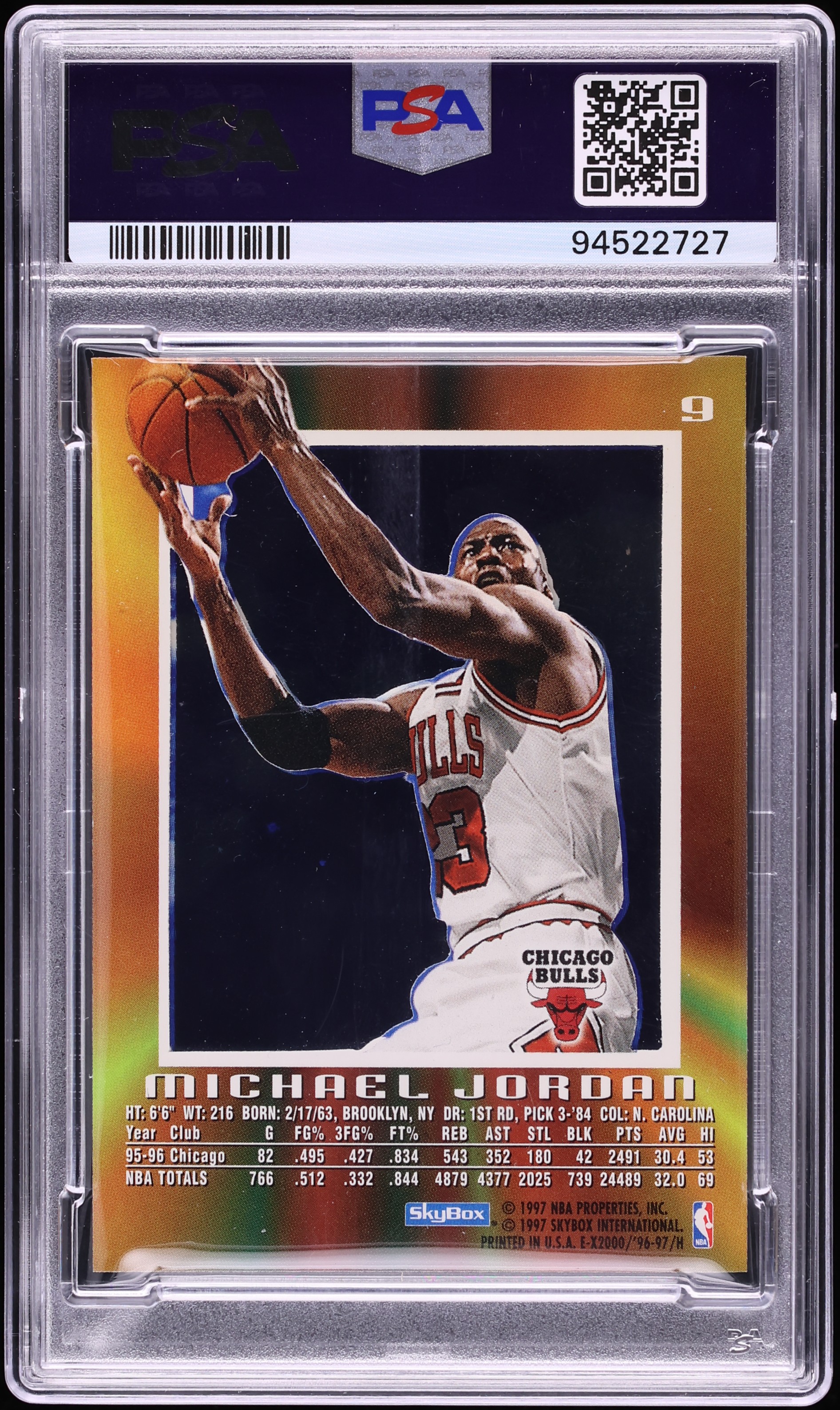 1996 Skybox E-X2000 Michael Jordan #9 PSA 10 GEM MINT on Fanatics