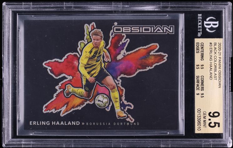 2020 Panini Obsidian Black Colorblast Erling Haaland #3 BGS 9.5 GEM MINT