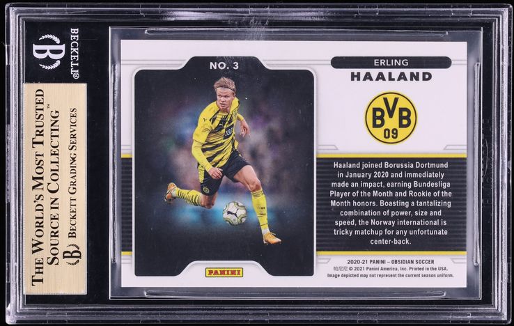 2020 Panini Obsidian Black Colorblast Erling Haaland #3 BGS 9.5
