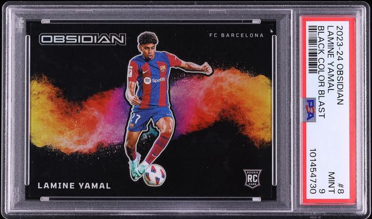 2023 Panini Obsidian Black Colorblast Lamine Yamal ROOKIE #8 PSA 9 MINT