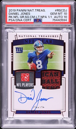 2019 National Treasures NFL Gear Combos Daniel Jones ROOKIE DUAL