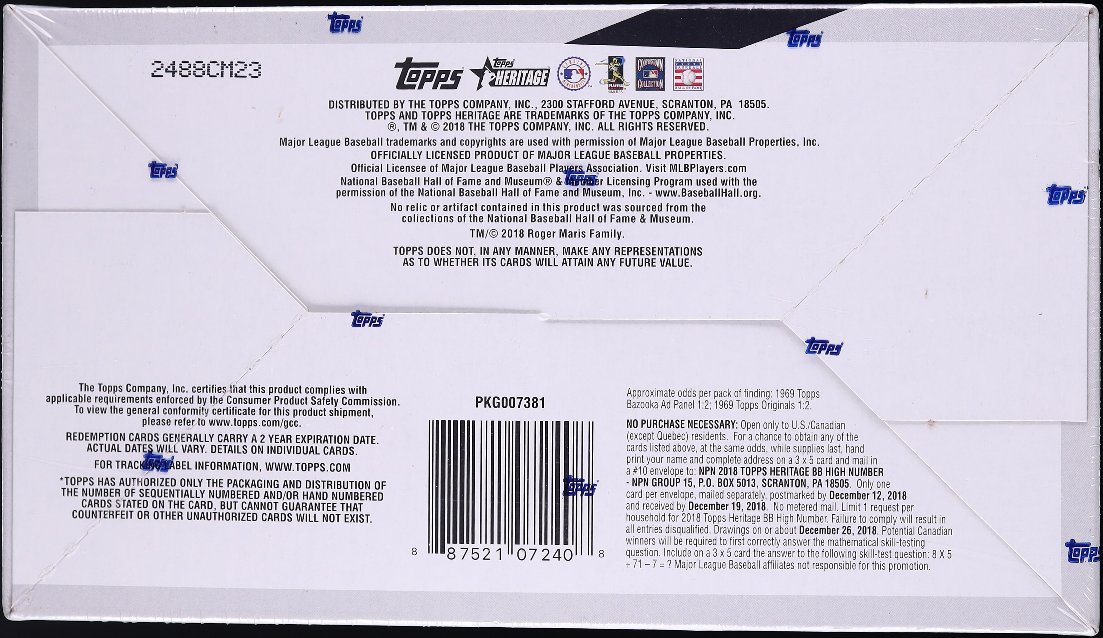 2018 Topps Heritage High Number Sealed Hobby Box on Fanatics Collect