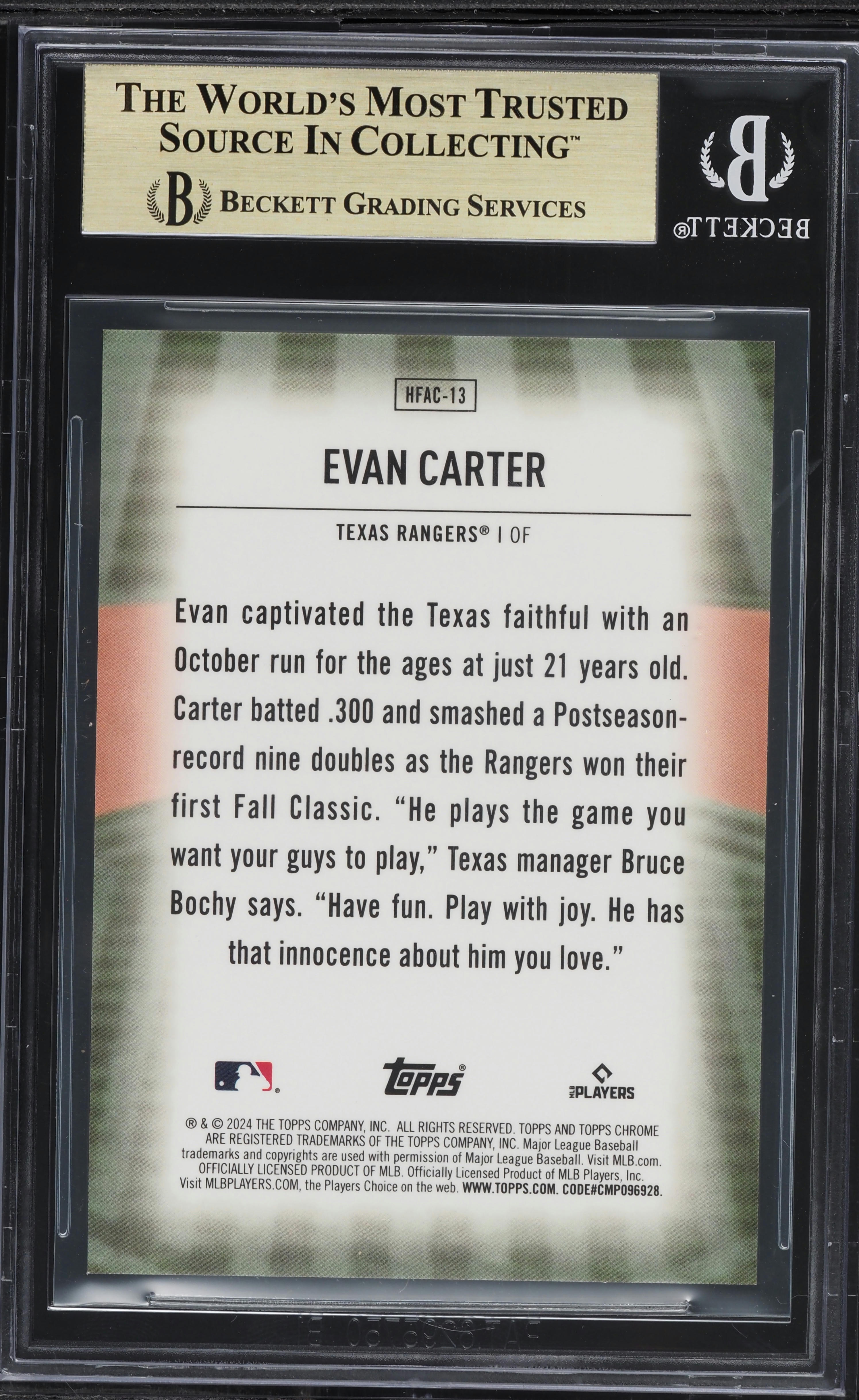 2024 Topps Chrome Update Home Field Advantage Evan Carter ROOKIE