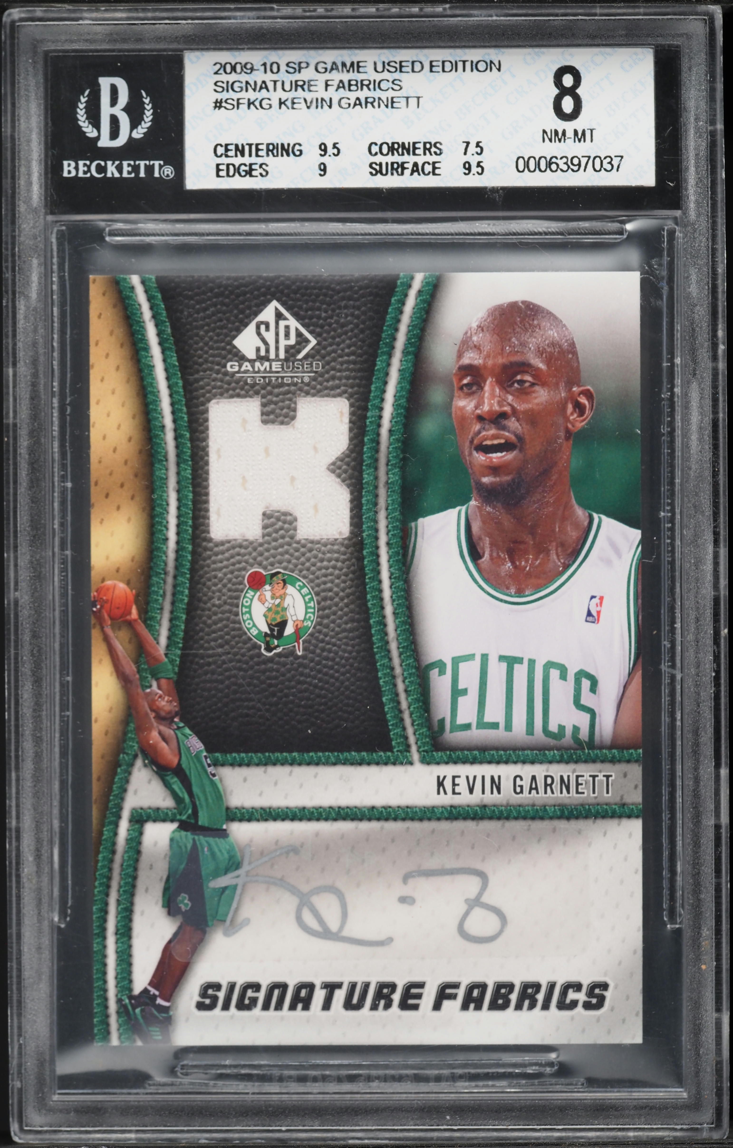 2009 SP Game Used Signature Fabrics Kevin Garnett PATCH AUTO #SF