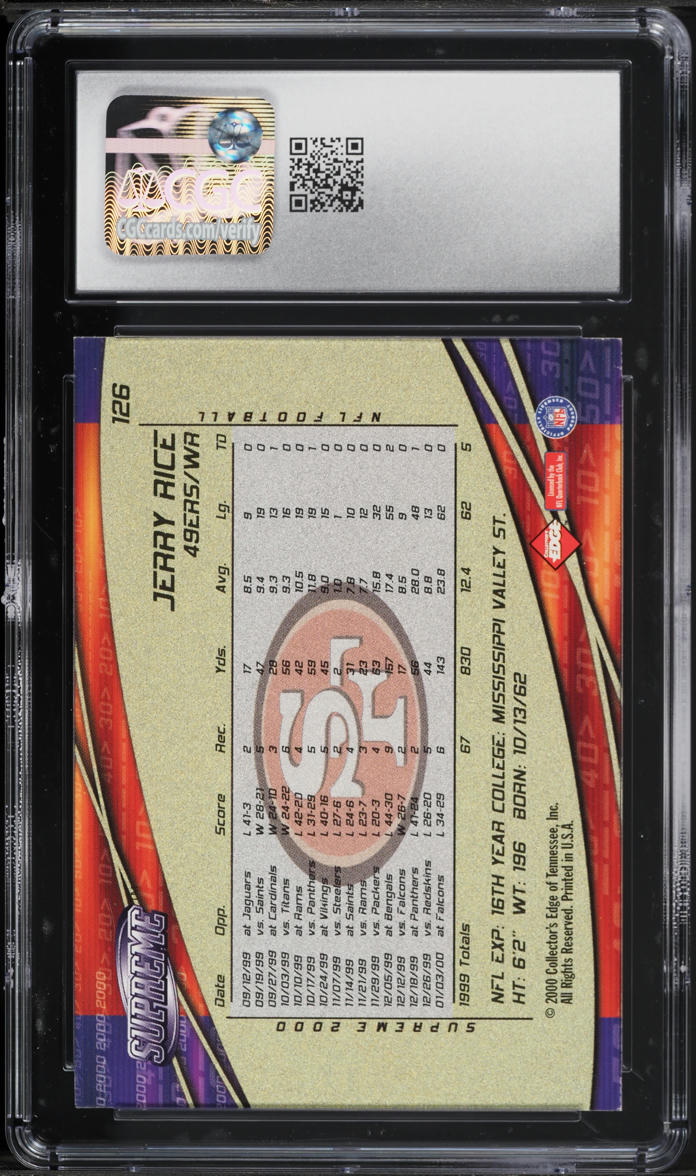 2000 Collector's Edge Supreme Jerry Rice #126 CGC 5 EX