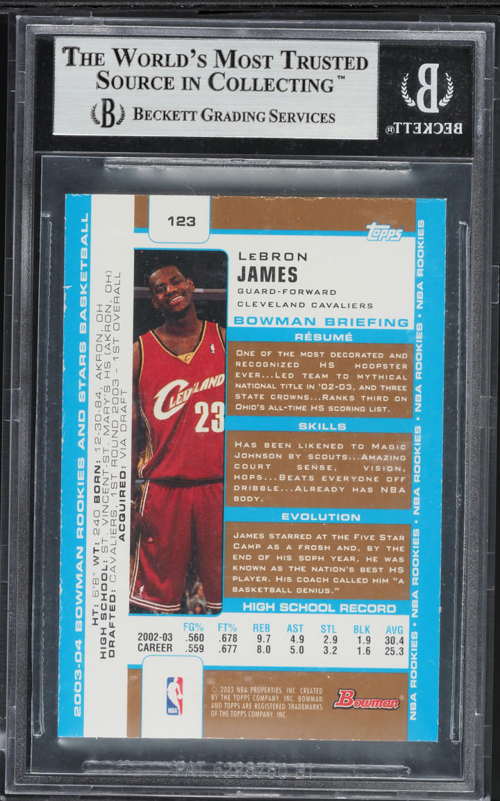 2003 Bowman Gold LeBron James #123 BGS 8.5 NM-MT+ on Fanatics Collect