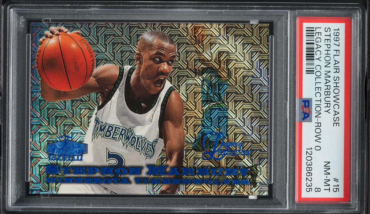 1997 Flair Showcase Legacy Collection Row 0 Stephon Marbury /100 #15 PSA 8 NM-MT