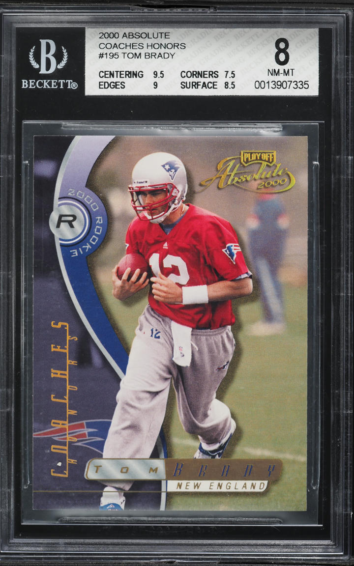 2000 Absolute Coaches Honors Tom Brady ROOKIE /300 #195 BGS 8 NM-MT