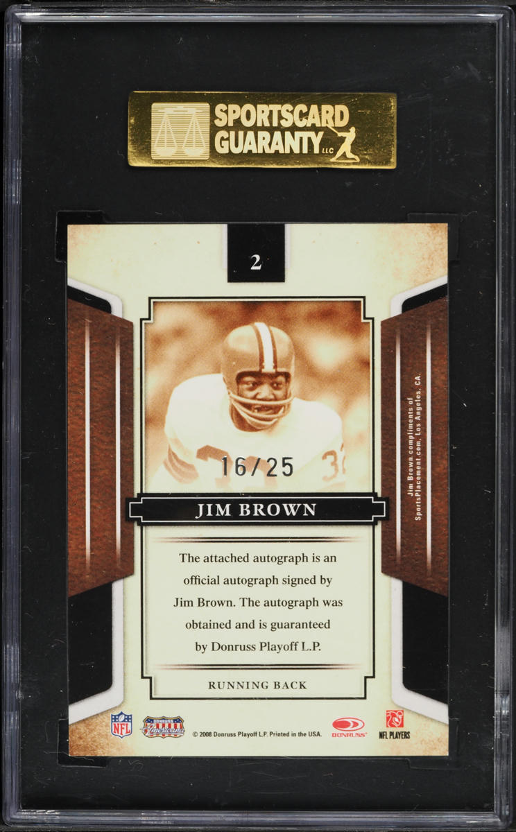 2008 Donruss Americana Sports Legends Jim Brown AUTO /25 #2 SGC 8 NM-MT