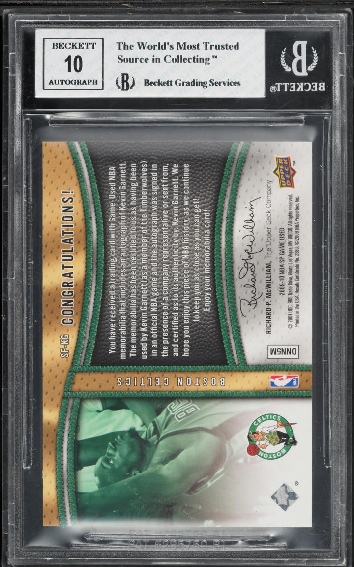 2009 SP Game Used Signature Fabrics Kevin Garnett PATCH AUTO #SF