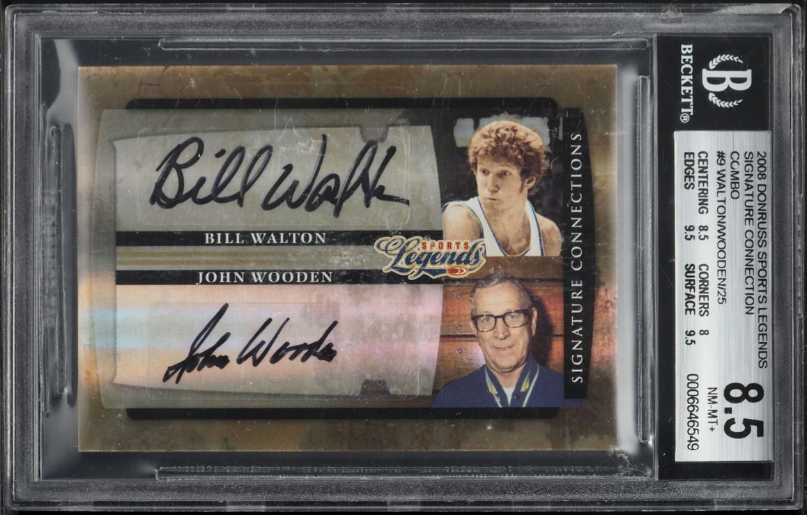 2008 Donruss Sports Legends Connection Combos Bill Walton John Wooden AUTO /25 #SCC-9 BGS 8.5