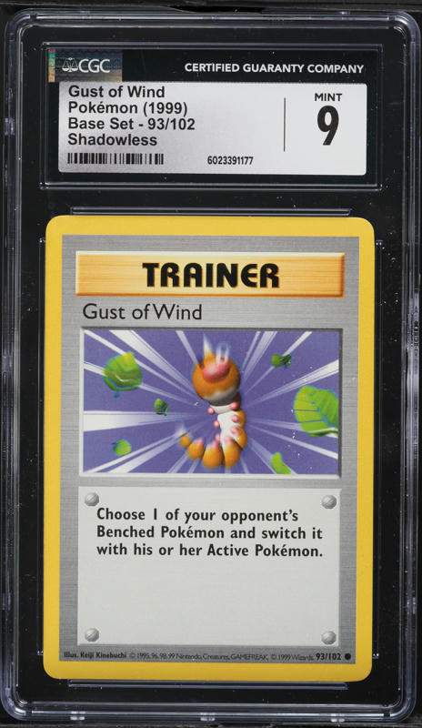 1999 Pokemon Base Set Shadowless Gust Of Wind #93 CGC 9 MINT