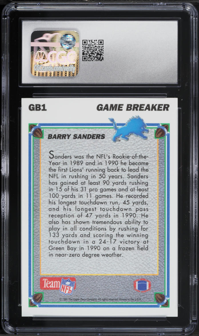 1991 Upper Deck Game Breakers Holograms Barry Sanders #GB1 CGC 8 NM-MT