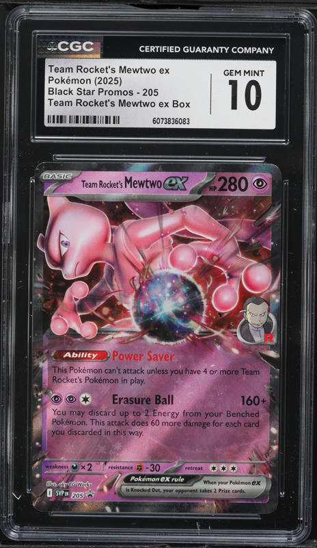2025 Pokemon Scarlet & Violet Promo Team Rocket's Mewtwo ex #205 CGC 10 GEM MINT
