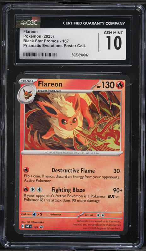 2025 Pokemon Scarlet & Violet Promo Prismatic Evolutions Poster Collection  Flareon #167 CGC 10 on Fanatics Collect
