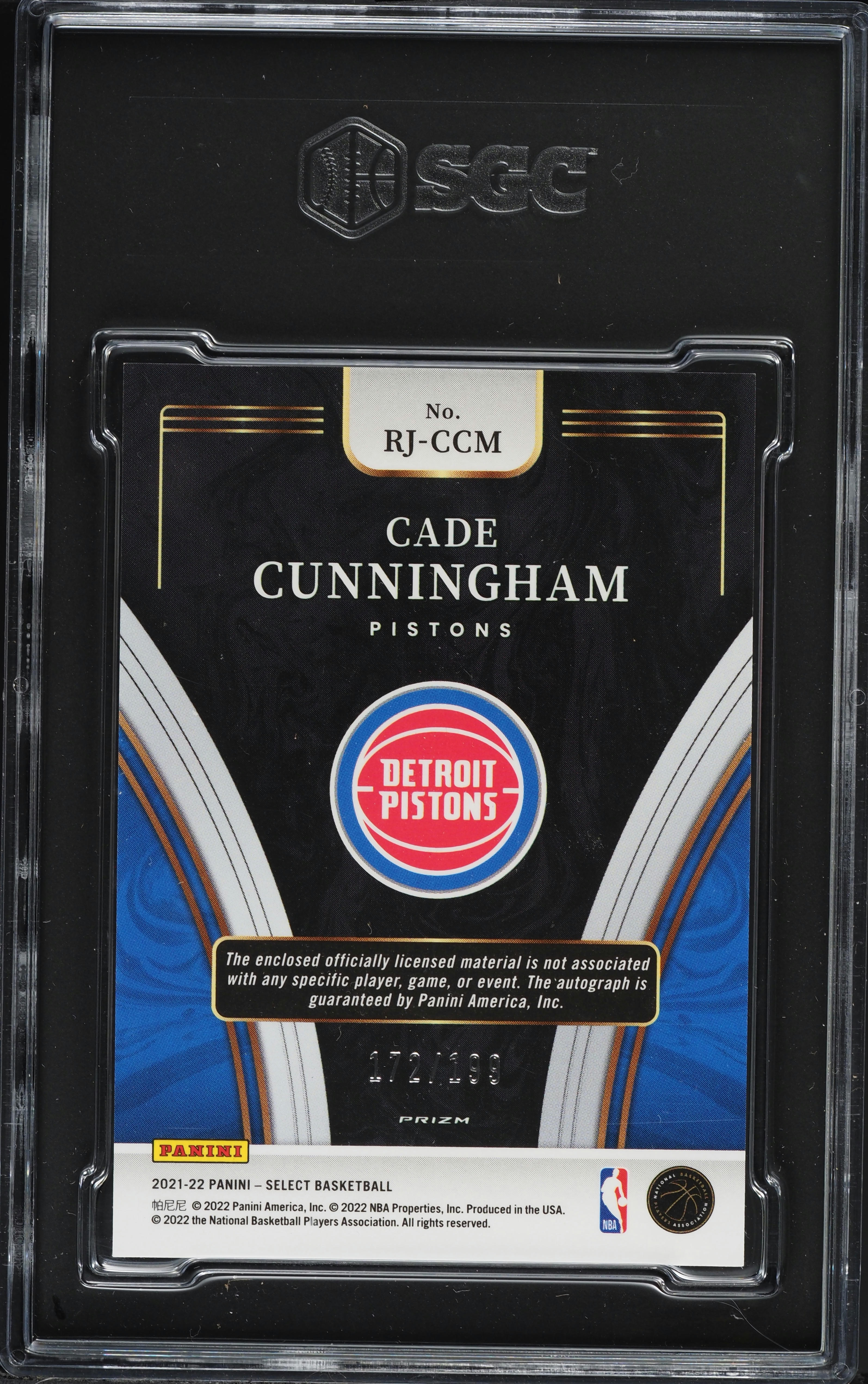 2021 Select Silver Prizm Cade Cunningham ROOKIE PATCH AUTO /199