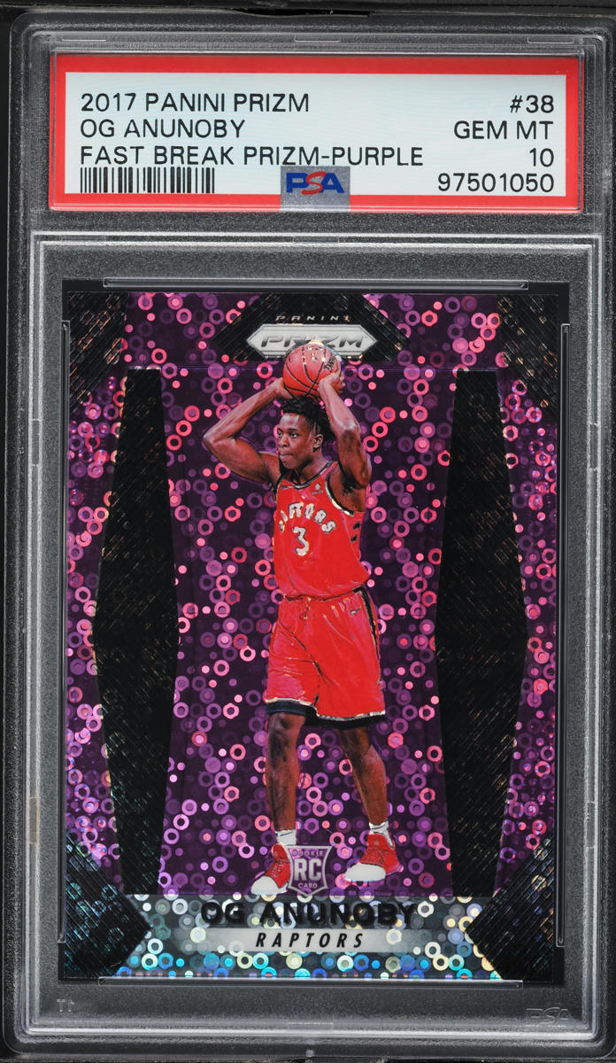 2017 Panini Prizm Fast Break Purple OG Anunoby ROOKIE /75 #38 PSA 10 GEM MINT