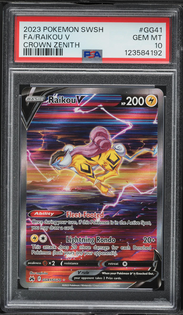 2023 Pokemon Sword & Shield Crown Zenith Full Art Raikou V #GG41 PSA 10 GEM MINT