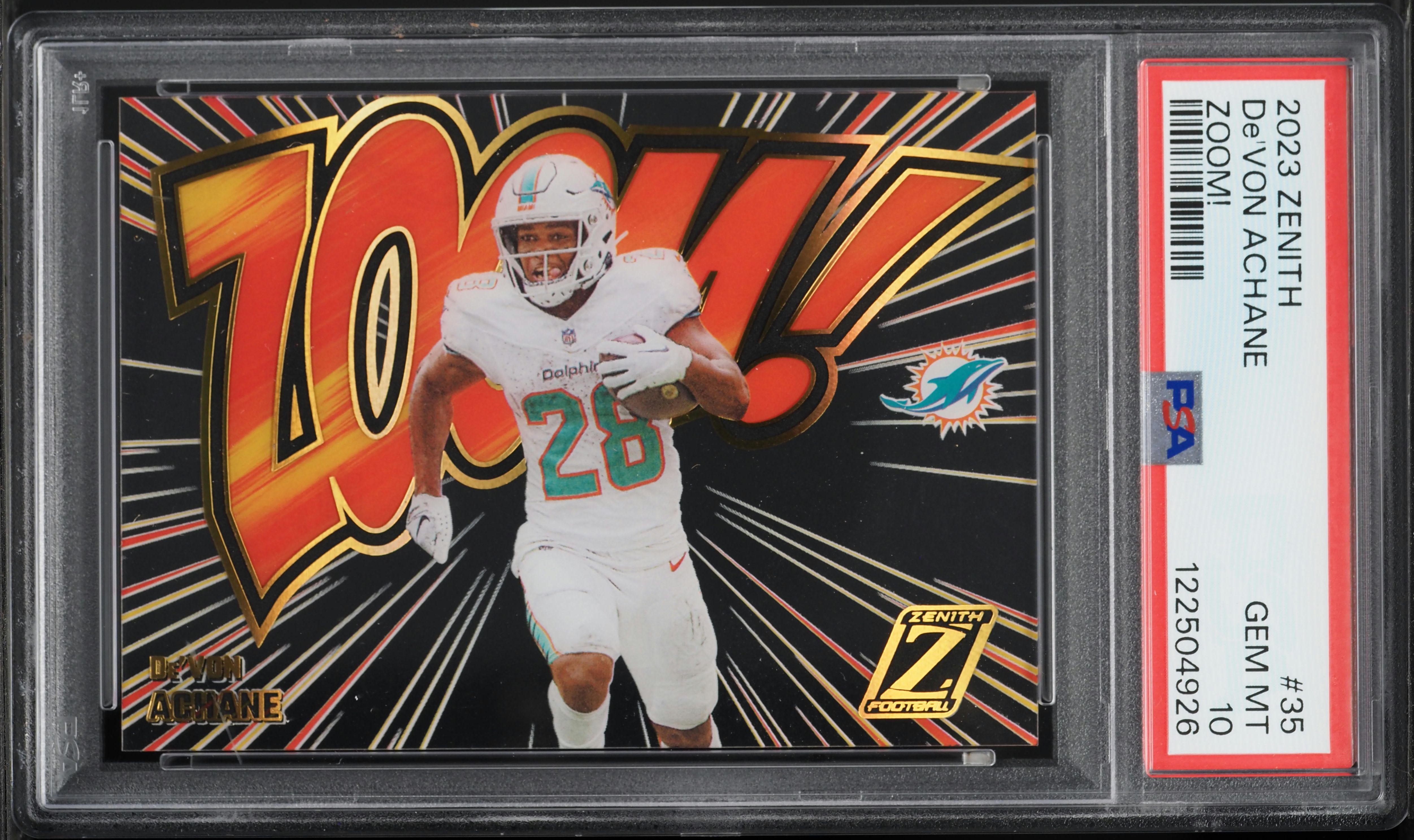 2023 Panini Zenith Zoom! De'Von Achane ROOKIE #35 PSA 10 GEM MINT