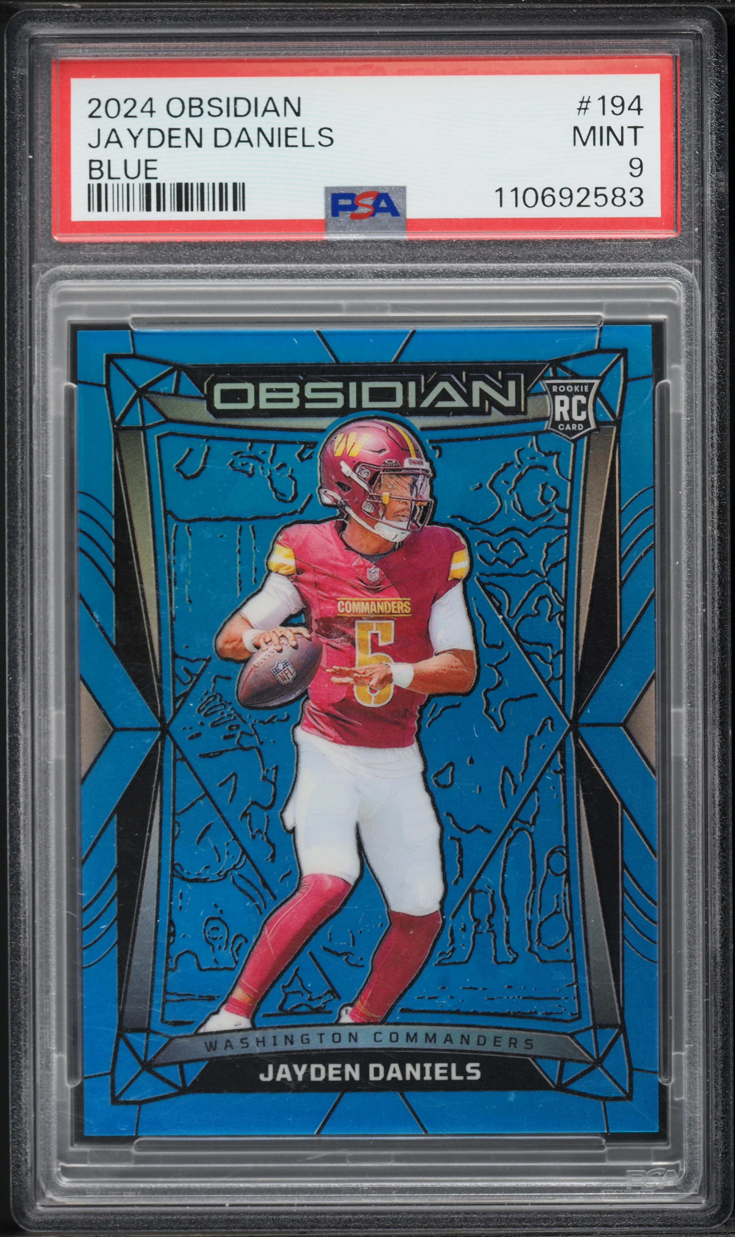 2024 Panini Obsidian Blue Jayden Daniels ROOKIE /25 #194 PSA 9