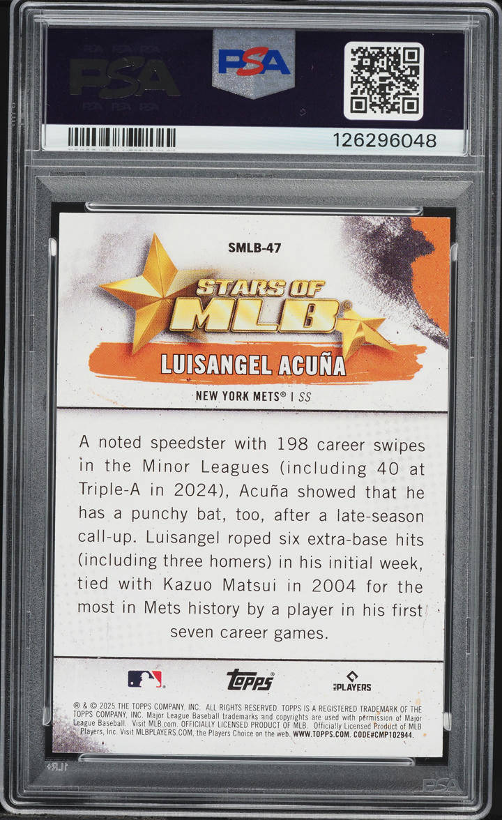 2025 Topps Stars Of MLB Series 2 Luisangel Acuna ROOKIE #SMLB-47 PSA 9 MINT