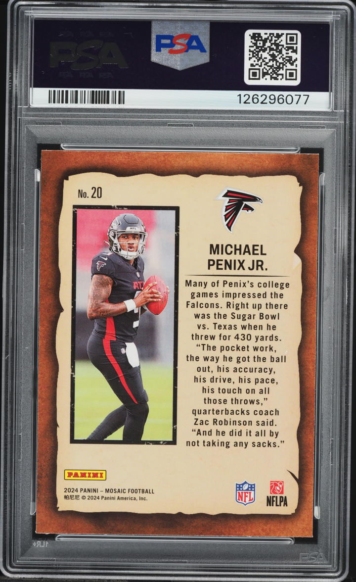 2024 Panini Mosaic Notoriety Michael Penix Jr. ROOKIE #20 PSA 9 MINT