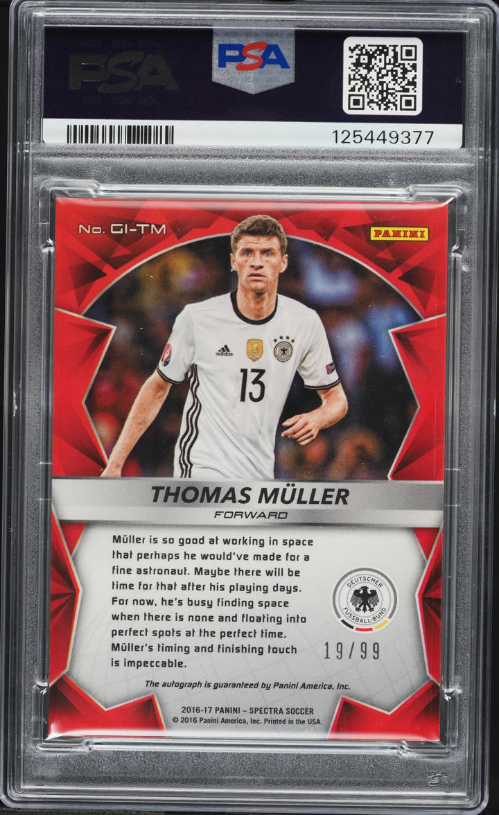 2016 Panini Spectra Global Icons Thomas Muller AUTO /99 #GI-TM PSA