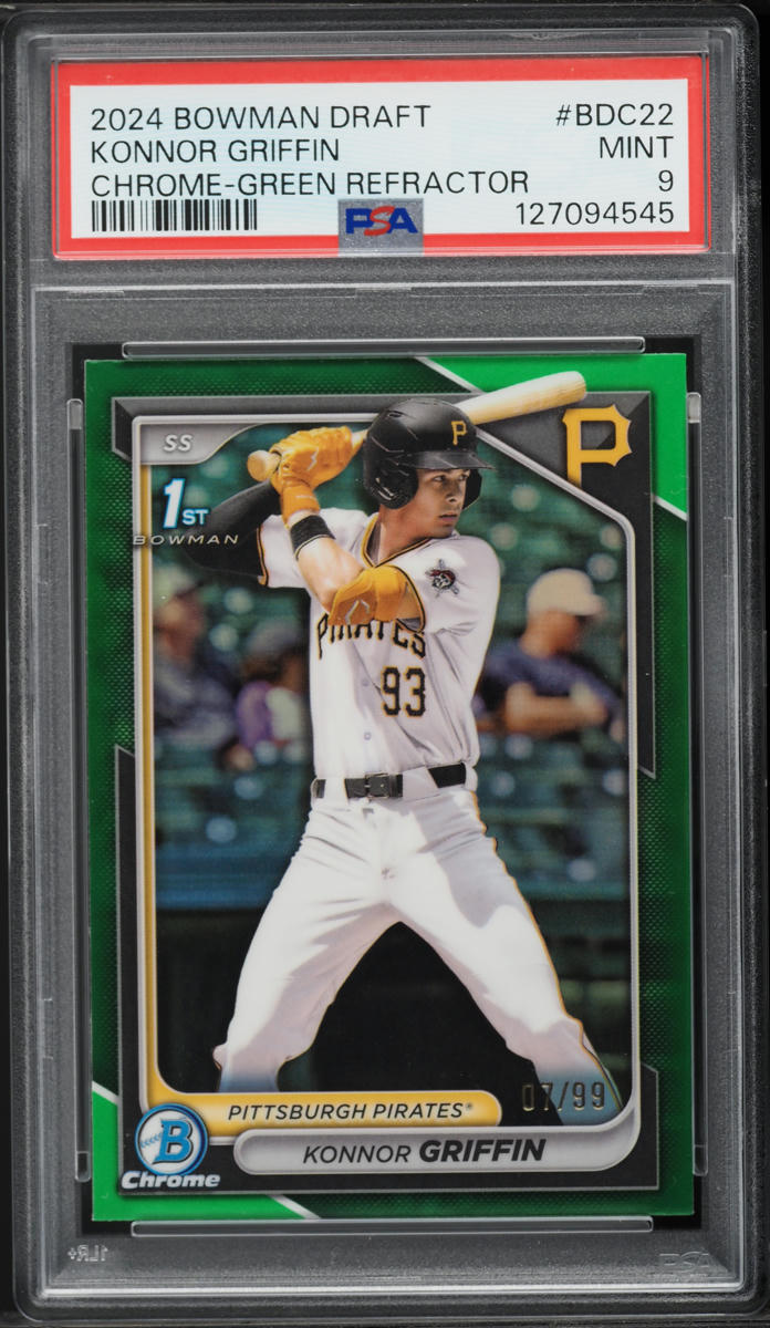 2024 Bowman Chrome Draft Green Refractor Konnor Griffin PROSPECT /99 #BDC-22 PSA 9 MINT