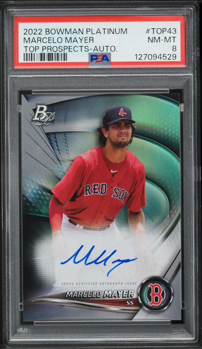 2022 Bowman Platinum Top Prospects Marcelo Mayer PROSPECT AUTO #TOP-43 PSA 8 NM-MT
