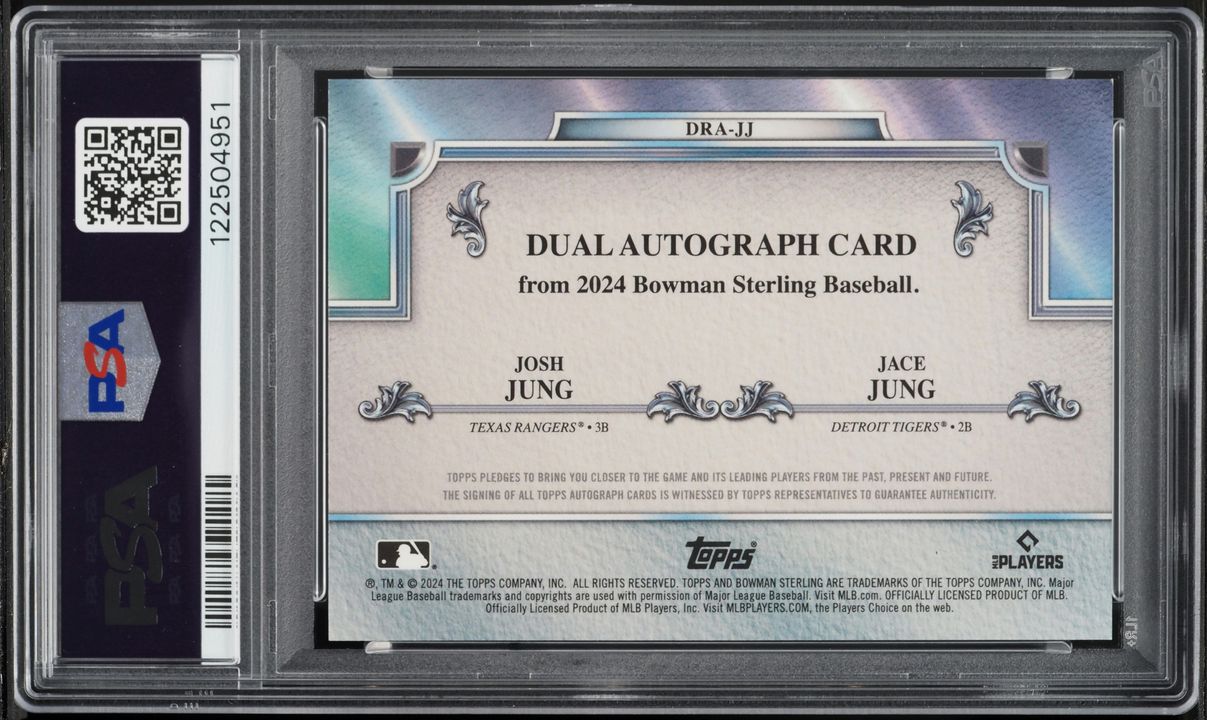 2024 Bowman Sterling Red Refractor Jace Jung Josh Jung PROSPECT AUTO 5/5 #DRA-JJ PSA 9 MINT