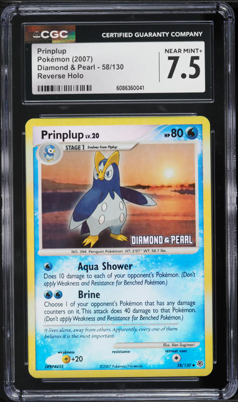 prinplup pokemon card 2007 Diamond & Pearl Holo #58 CGC AUTH on Fanatics Collect Retreat Cost 1 Custom Altered PKMN TCG 3D