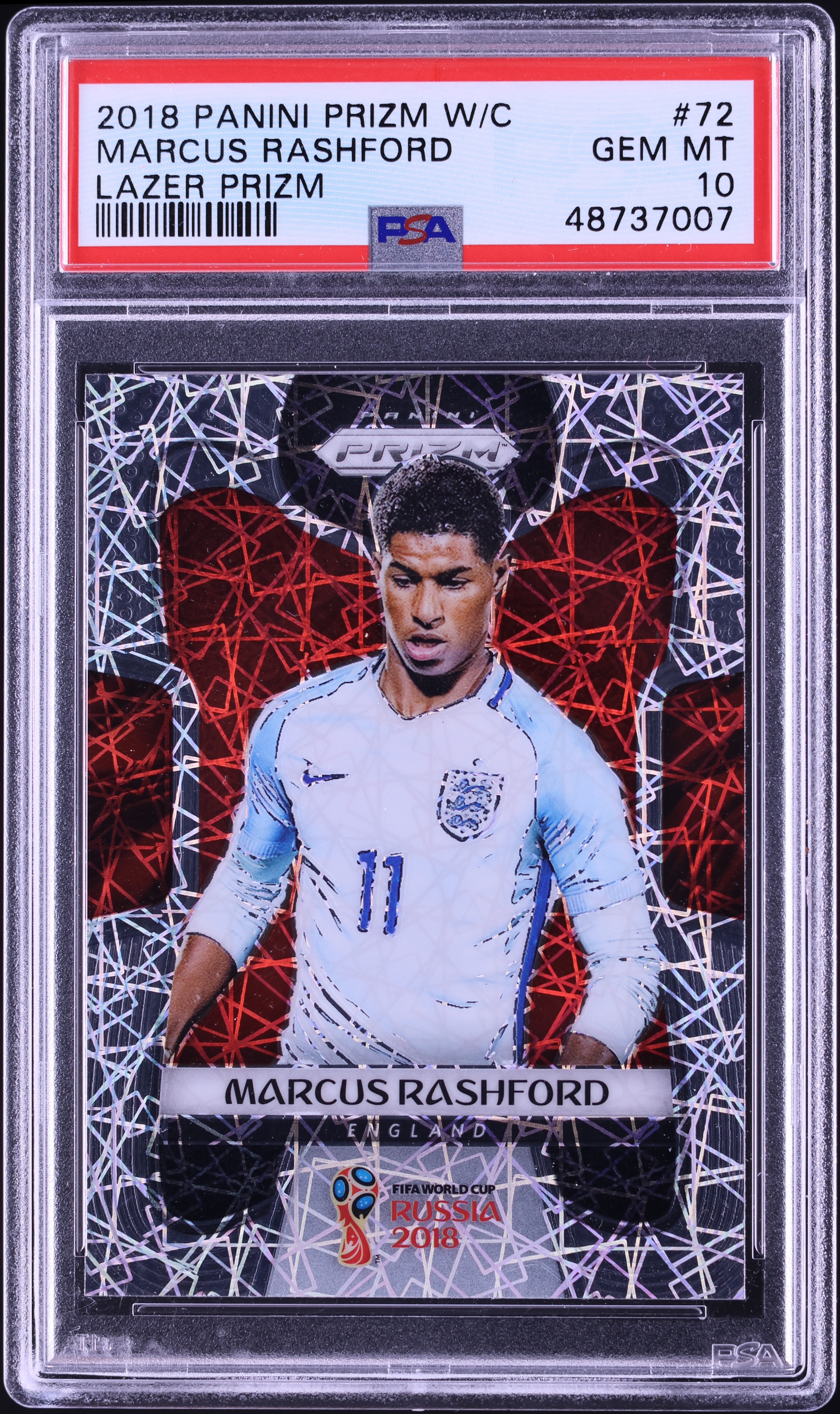 2018 Panini Prizm World Cup Lazer Marcus Rashford #72 PSA 10 GEM