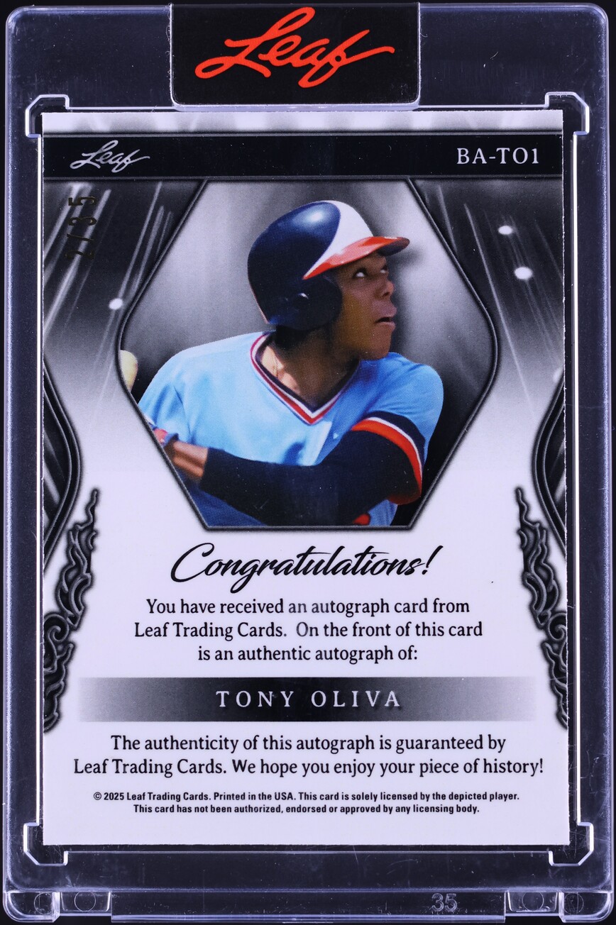 2025 Leaf Metal Sports Heroes Silver Crystals Tony Oliva AUTO /35