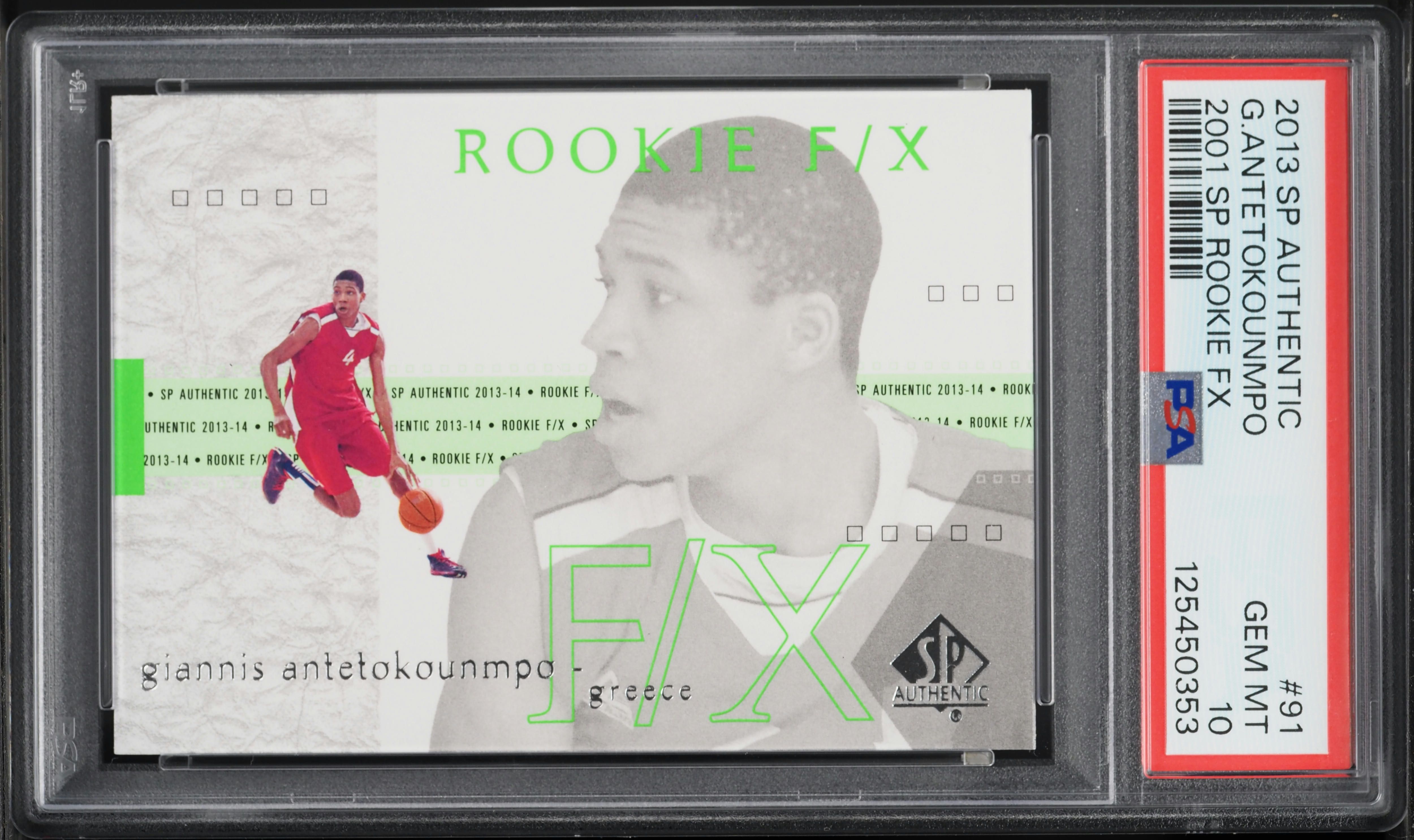 2013 SP Authentic '01 FX Giannis Antetokounmpo ROOKIE #91 PSA 10