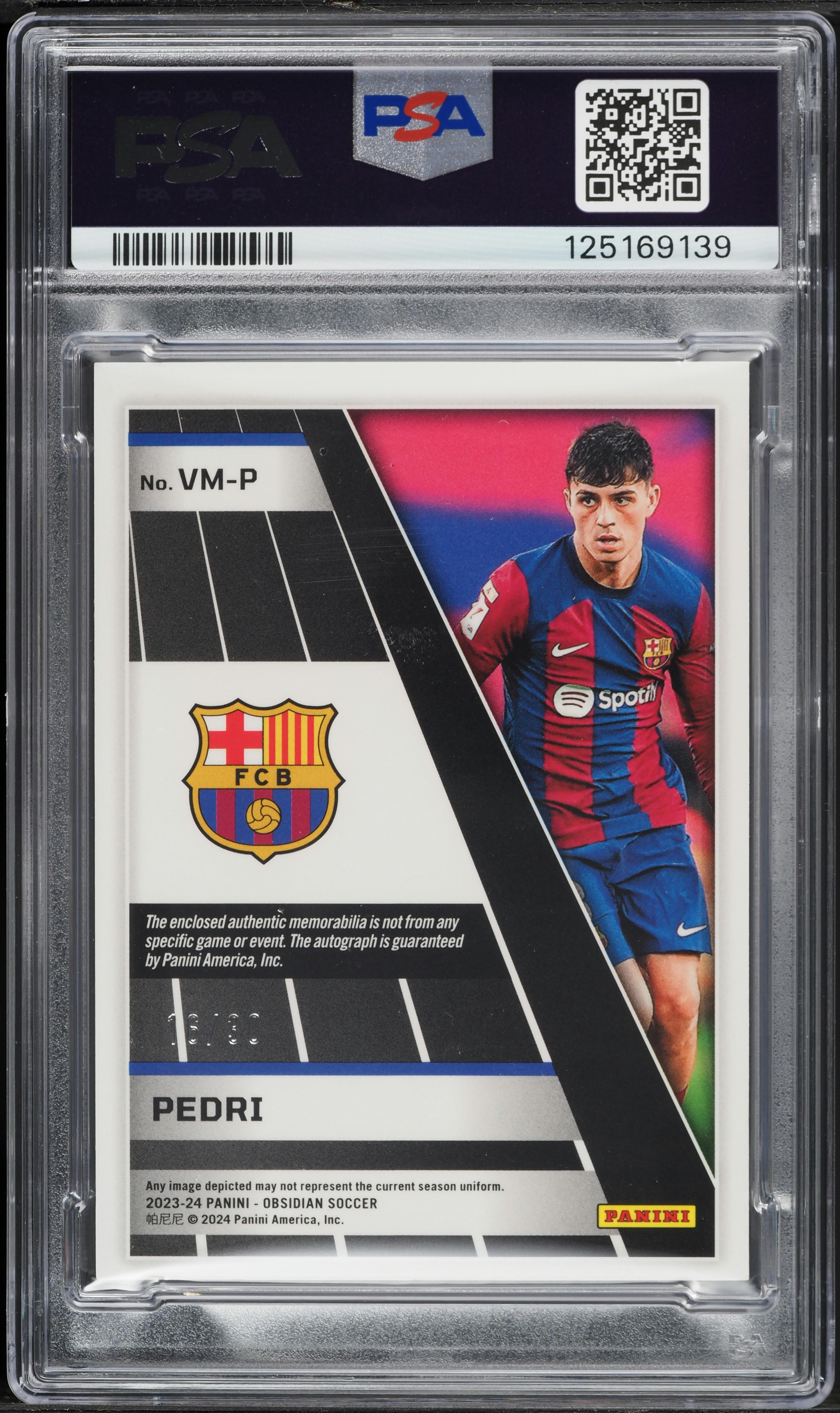2023 Panini Obsidian Volcanic Material Pedri PATCH AUTO /30 #VMP 