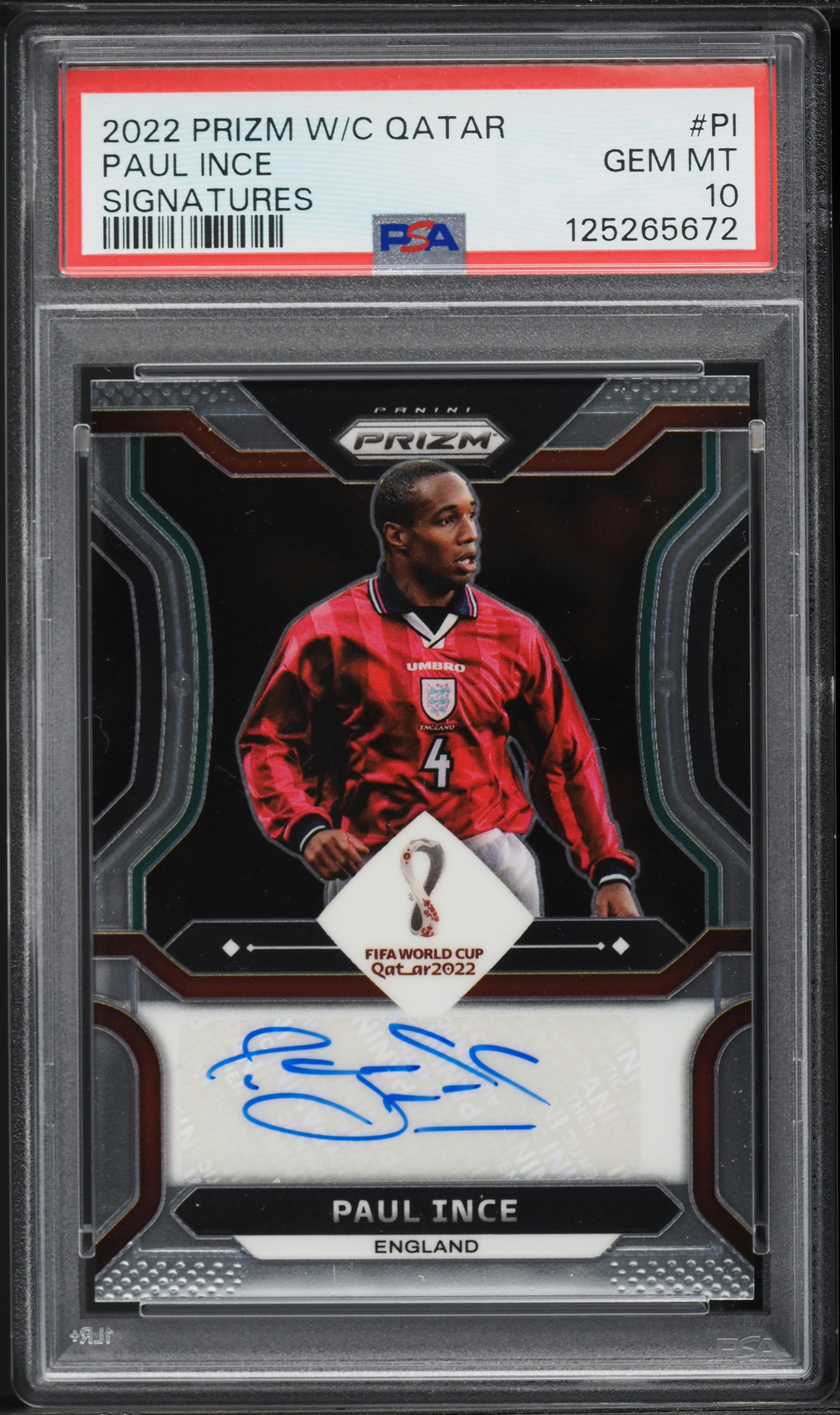 2022 Panini Prizm World Cup Qatar Paul Ince AUTO #S-PI PSA 10 GEM