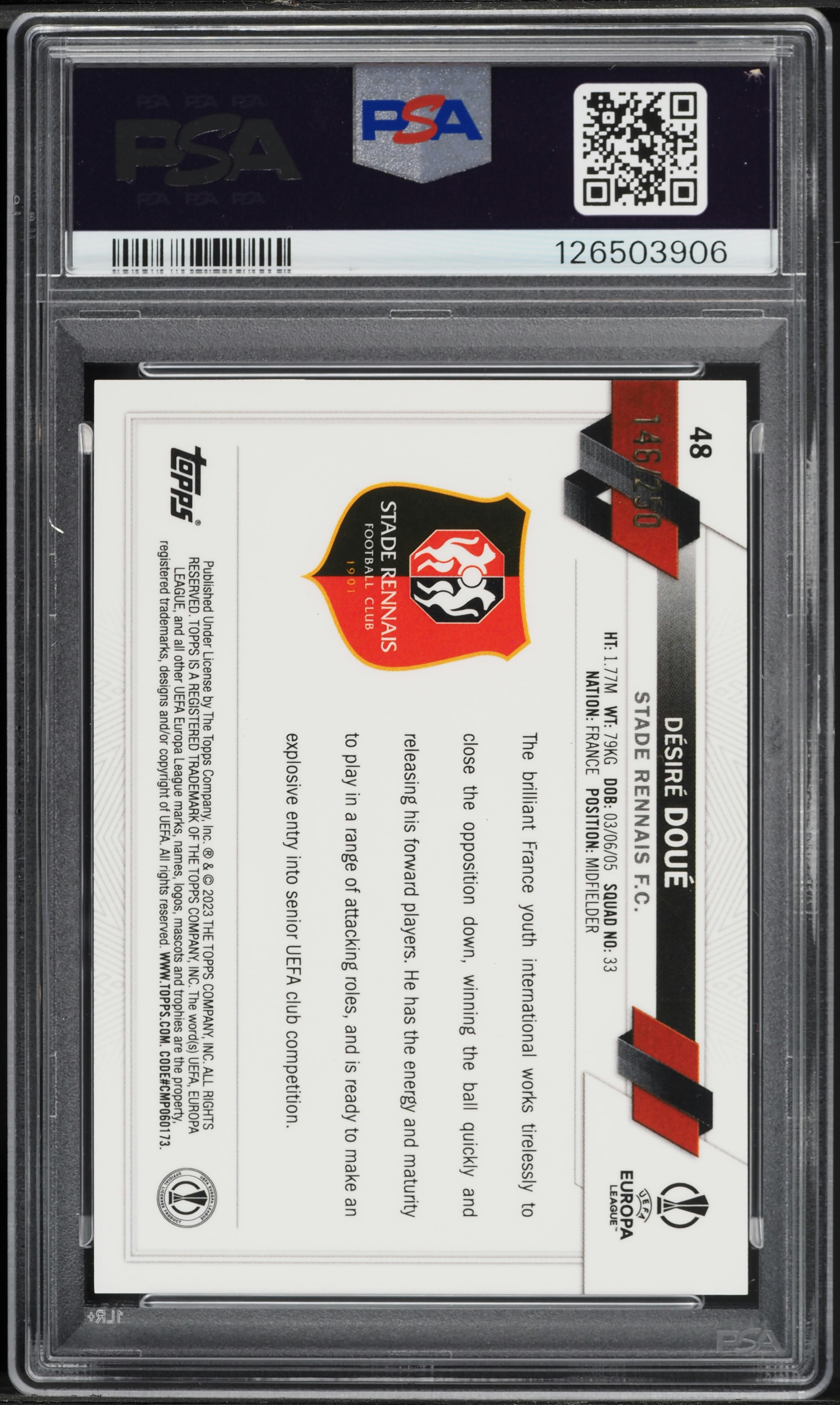 2022 Topps Chrome UEFA Club Competitions Pink Shimmer Desire Doue